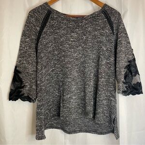 MAURICES Women’s Gray Black Lacy 3/4 Sleeve Sweater Size 0X